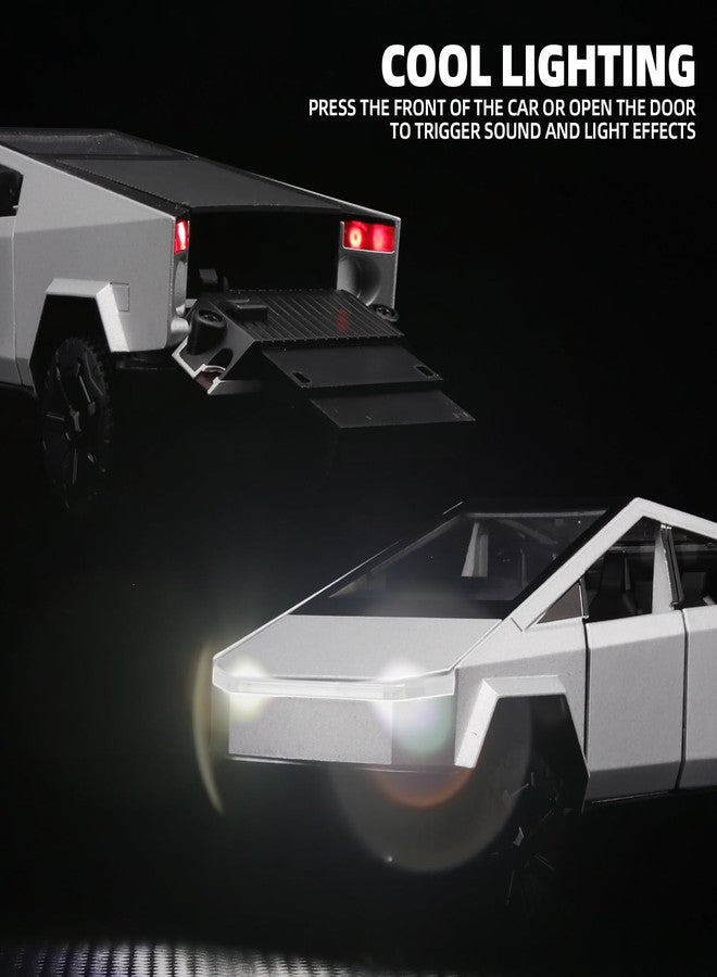 Samtop 1:32 Mars Pickup Toy Truck - Diecast Pull-Back Vehicle with Lights & Sound for Boys Ages 4-8 (Silver) - Image 4